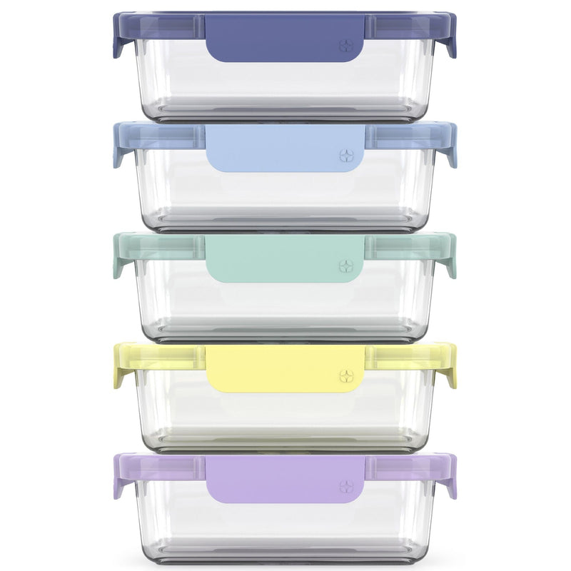 Colour Lock Glass Meal Prep Food Storage Container Set with Leakproof Lids, 10-pc B4B3