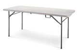 6-ft Portable Plastic & Metal Folding Table with Handle, Grey P0U3 - product image 1