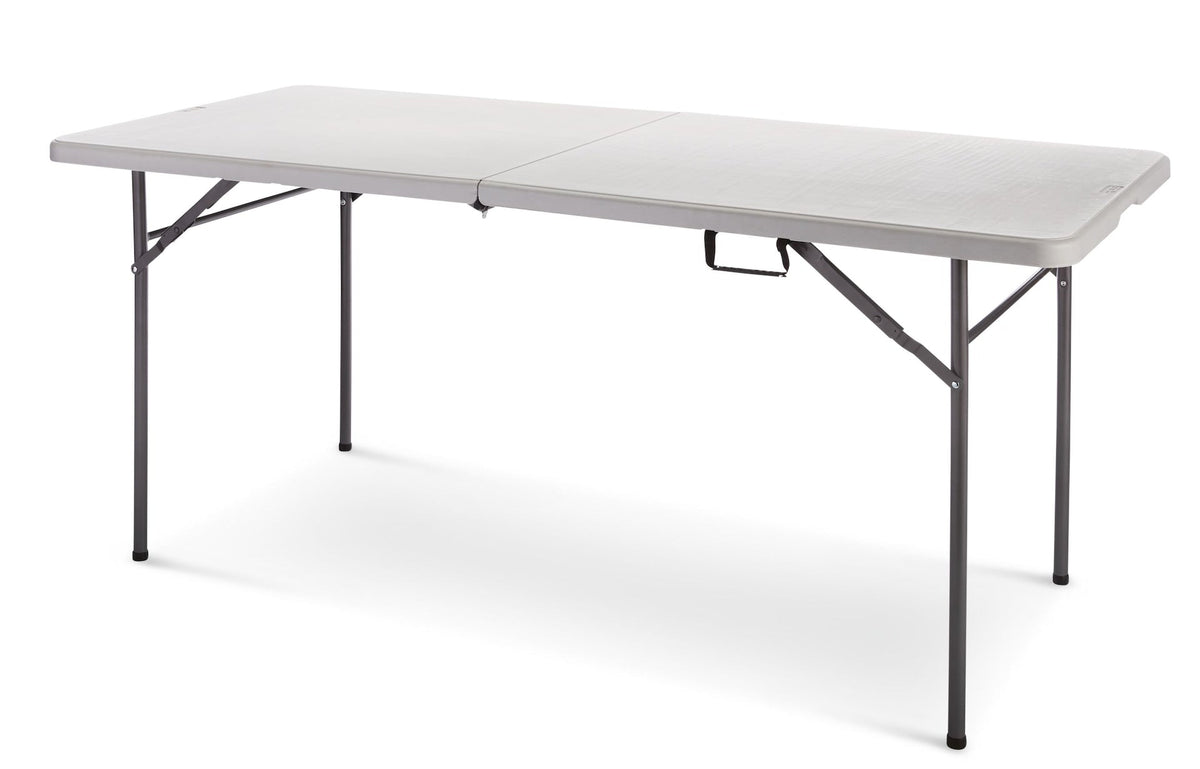 6-ft Portable Plastic & Metal Folding Table with Handle, Grey P0U3 - product image 1