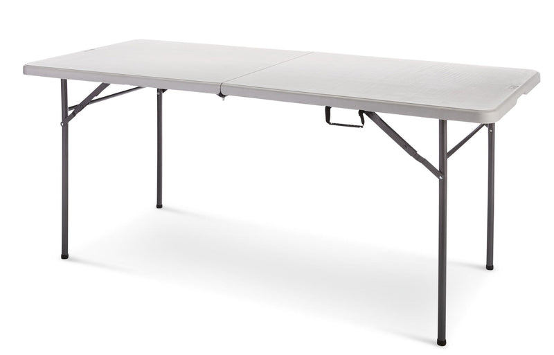 6-ft Portable Plastic & Metal Folding Table with Handle, Grey P0U3