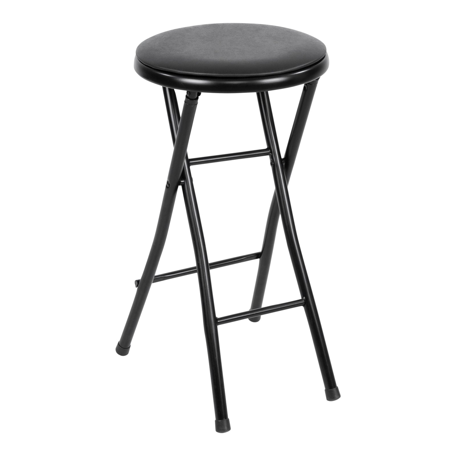 Black Foldable Stool with Vinyl Padding Q6G9 - product image 1