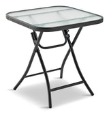 Folding Outdoor/Patio Side Table with Glass Top, Assorted, 18-in G5M6 - product image 1