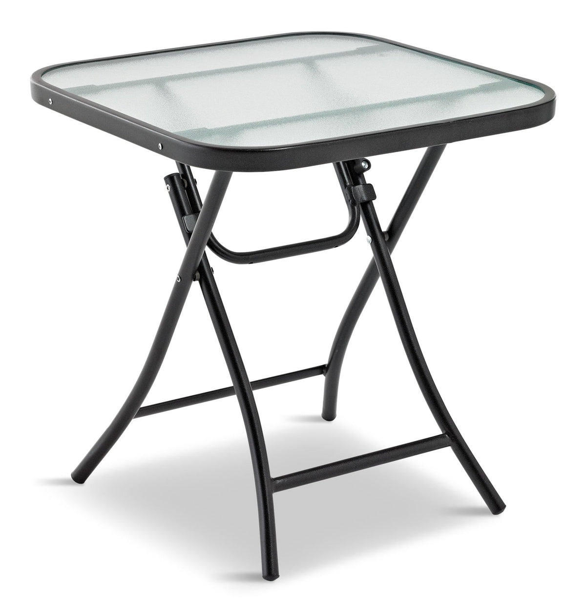Folding Outdoor/Patio Side Table with Glass Top, Assorted, 18-in G5M6 - product image 1