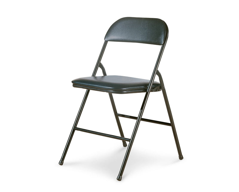 Portable Vinyl Upholstered & Padded Metal Folding Chair, Black, 2-pk R2W2