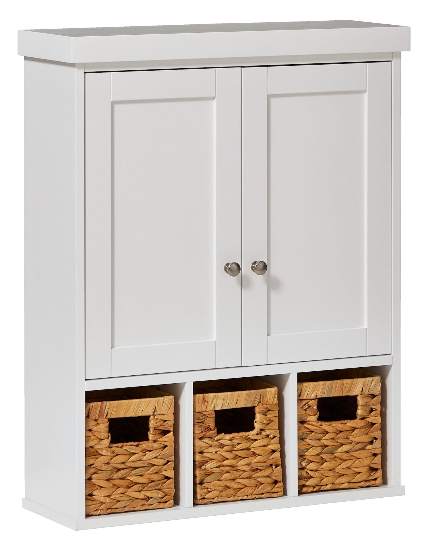 Wall Mount Cabinet With Baskets, White Y3E5 - product image 1