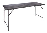 Woodgrain Folding Table, Plastic/Steel, Black, 6-ft T7H7 - product image 1