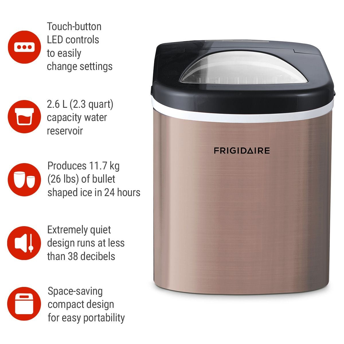 Stainless Steel Bullet Ice Maker, Copper, 2.3-Qt, 26-lb/day L7D7 - product image 3