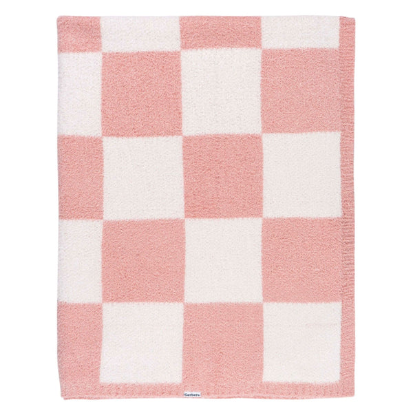 Childrenwear Pink Checkered Silky Mink Baby Blanket M7T5