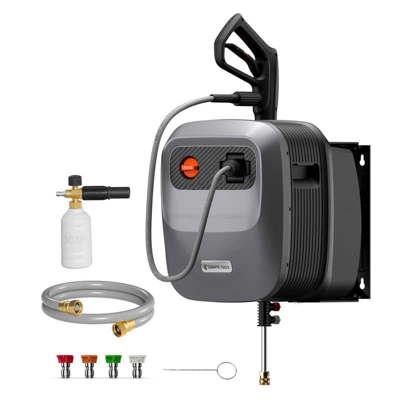 Tools Grandfalls G20 Wall Mounted 1900 PSI 2.2 GPM Brushless Electric Pressure Washer with 65-ft Retractable Hard Hose Q3T4
