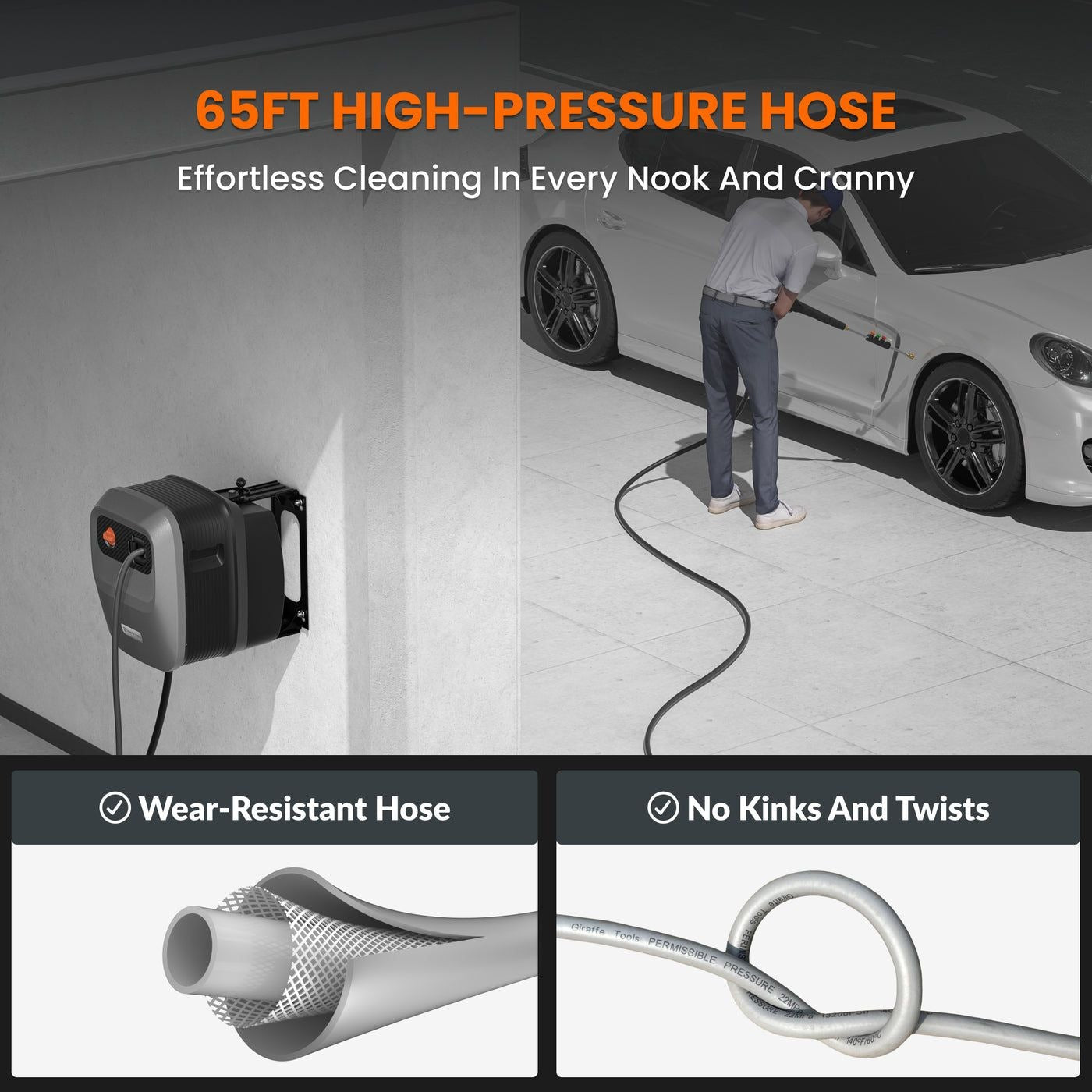 Tools Grandfalls G20 Wall Mounted 1900 PSI 2.2 GPM Brushless Electric Pressure Washer with 65-ft Retractable Hard Hose Q3T4 - product image 5