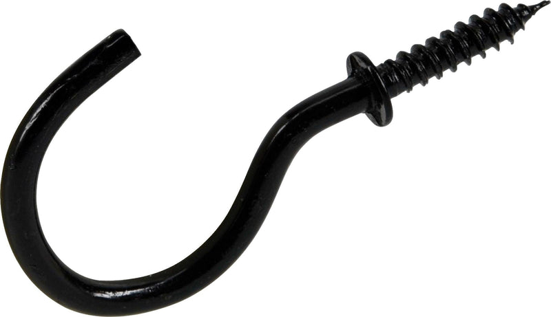 Mug Cup Hook, Half Hook Half Screw, Black, 7/8-in, 8-pk Q4M5