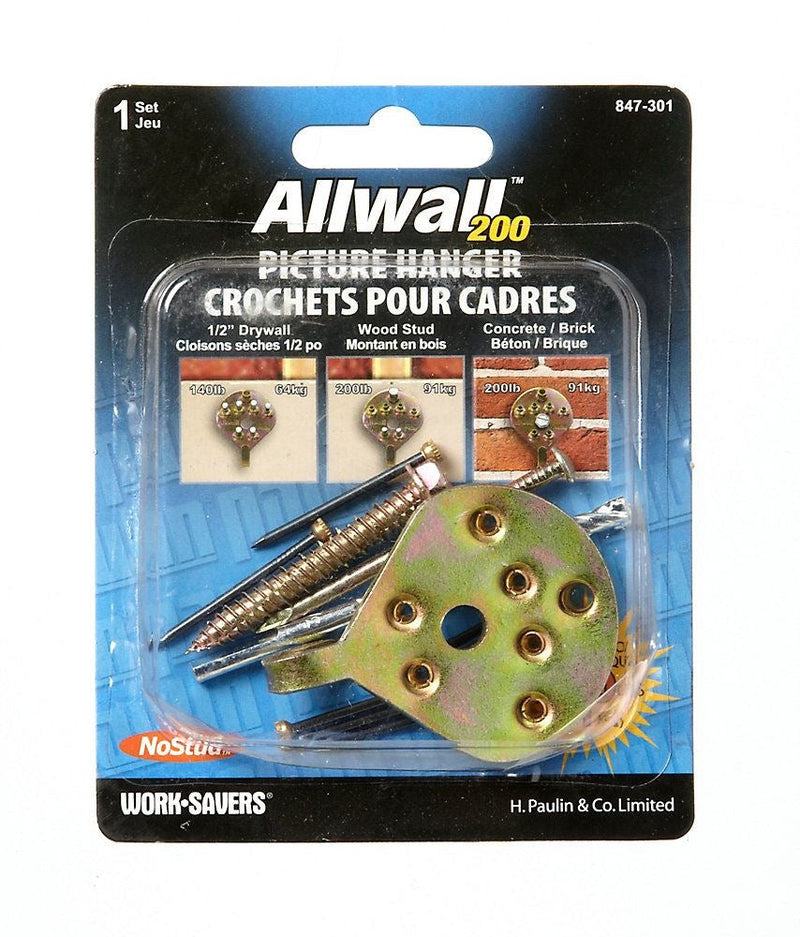 No Stud All WAll Picture Hanger, With Fasteners, 200-lb Capacity, Gold O0L2