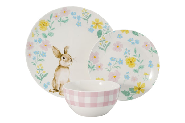 & Co Spring Bunny Porcelain Dinnerware Set, Serves 4, 12-pc, Spring Floral M4W2