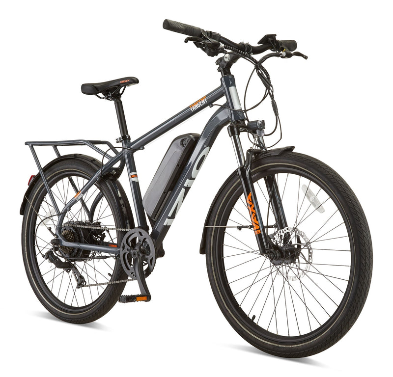iZip Tangent All-Terrain 48V Electric Bike with Storage Carrier, 26-in Wheel, Grey M4B1