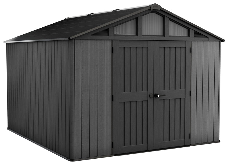 Apex Resin 2-Door Outdoor Storage Shed with Full Length Skylight, Grey, 10-ft x 11.5-ft W2Y3