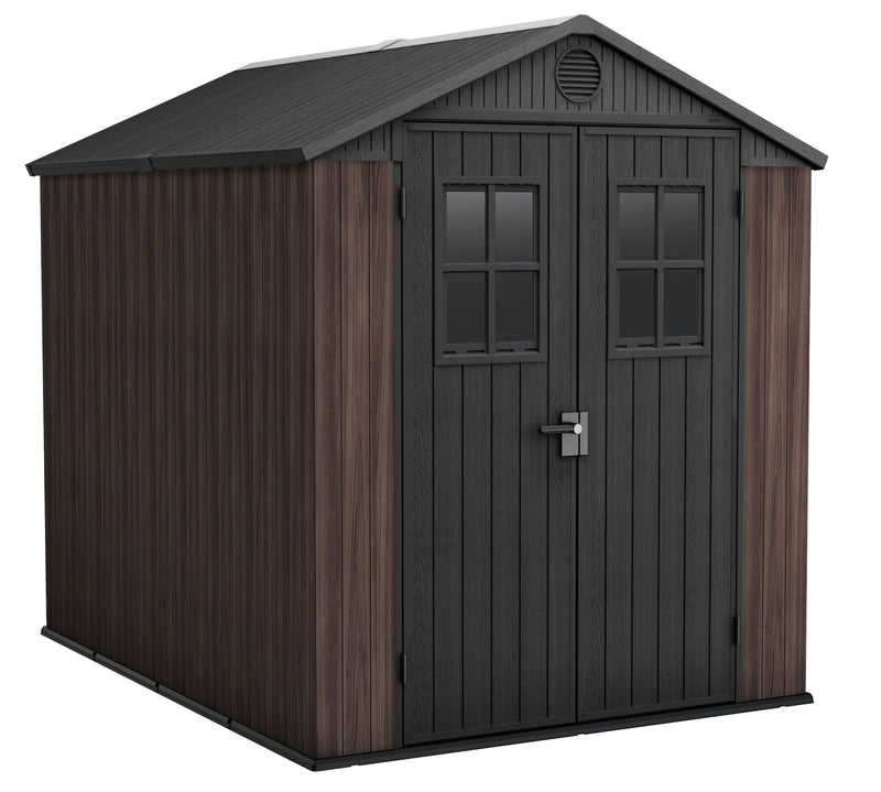 Darwin Resin Outdoor Storage Shed with DecoCoat, Brown, 6-ft x 8-ft W0N3