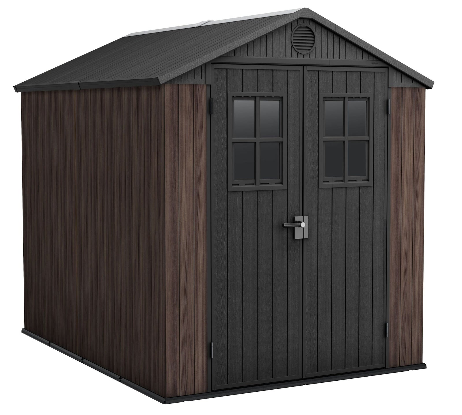 Darwin Resin Outdoor Storage Shed with DecoCoat, Brown, 6-ft x 8-ft I0E4 - product image 1