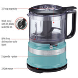 Compact 3.5 Cup Food Chopper/Mini Food Processor with Dishwasher Safe Parts, Aqua Sky R7Z8 - product image 4