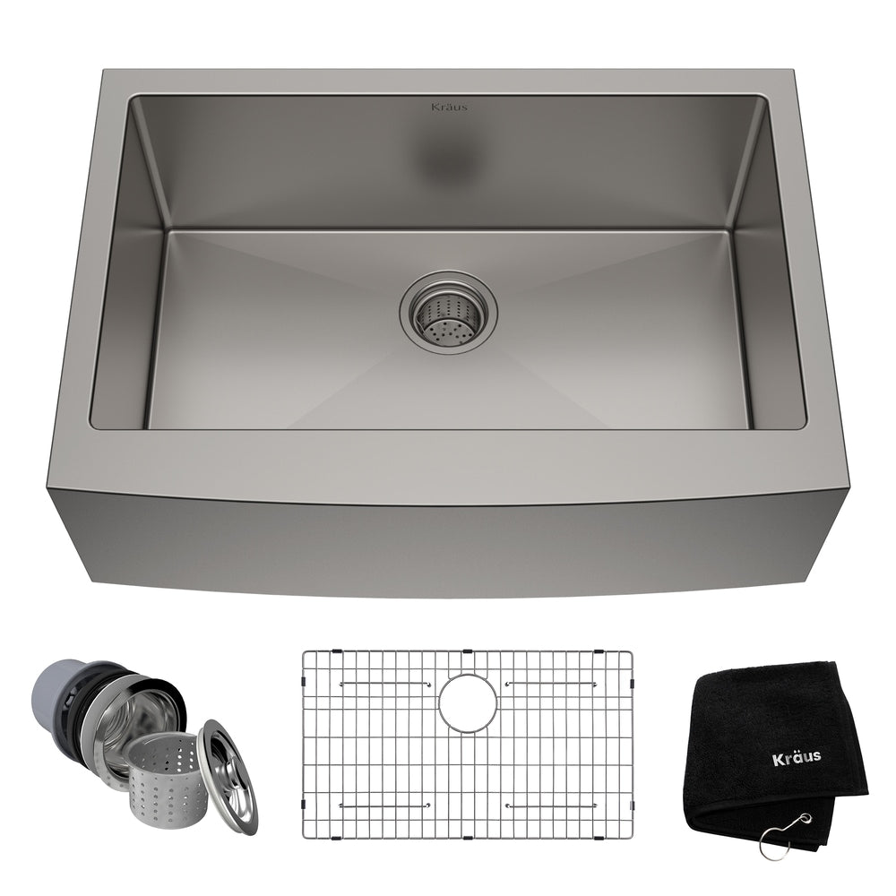 Standard PRO Apron Front Farmhouse Stainless Steel Single Bowl Kitchen Sink, 30x21x10-in Y7X1 - product image 1
