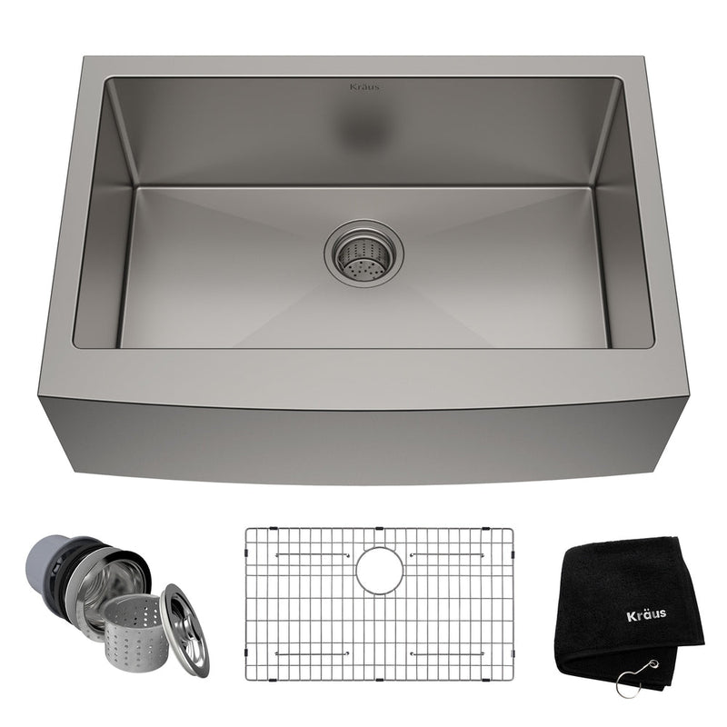 Standard PRO Apron Front Farmhouse Stainless Steel Single Bowl Kitchen Sink, 30x21x10-in Y7X1