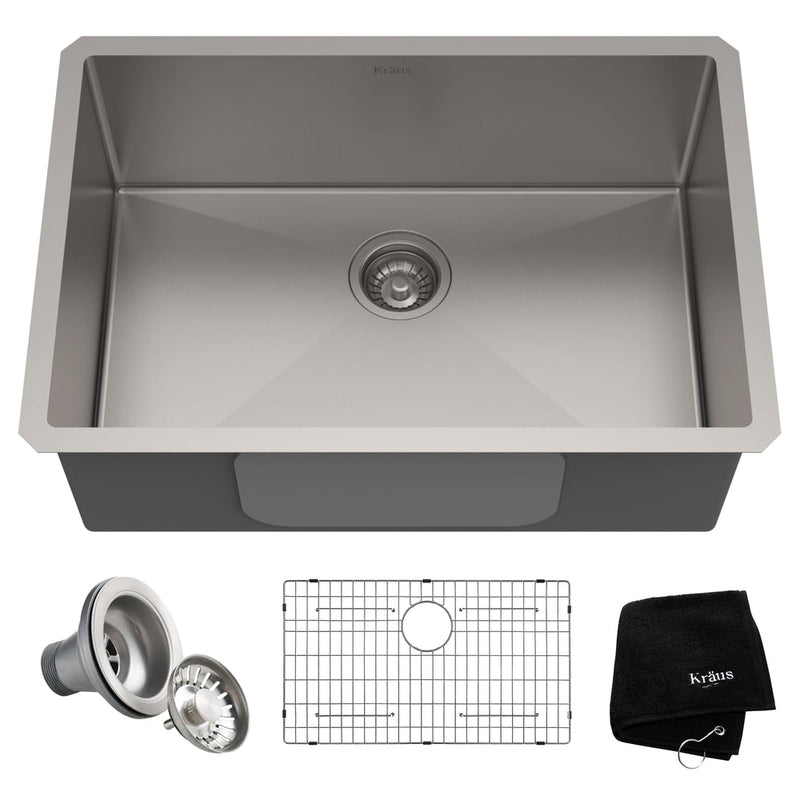 Standard PRO Undermount Stainless Steel Single Bowl Kitchen Sink, 28x19x10-in B7G7