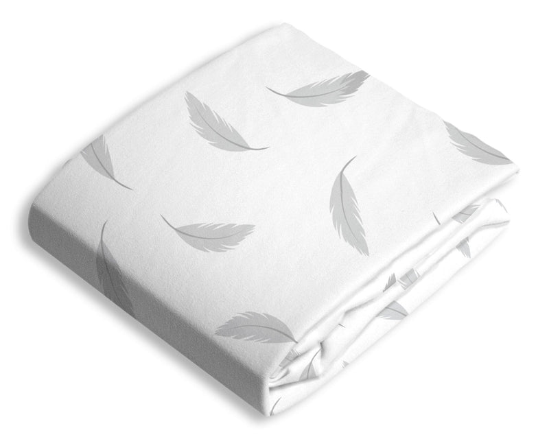 Percale Changing Pad Cover, Feathers U7T6