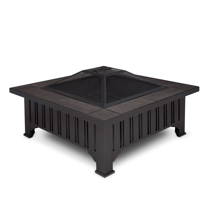 Square Wood Burning Fire Pit in Black, 34-in V2R3