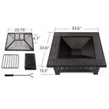 Square Wood Burning Fire Pit in Black, 34-in V2R3 - product image 5