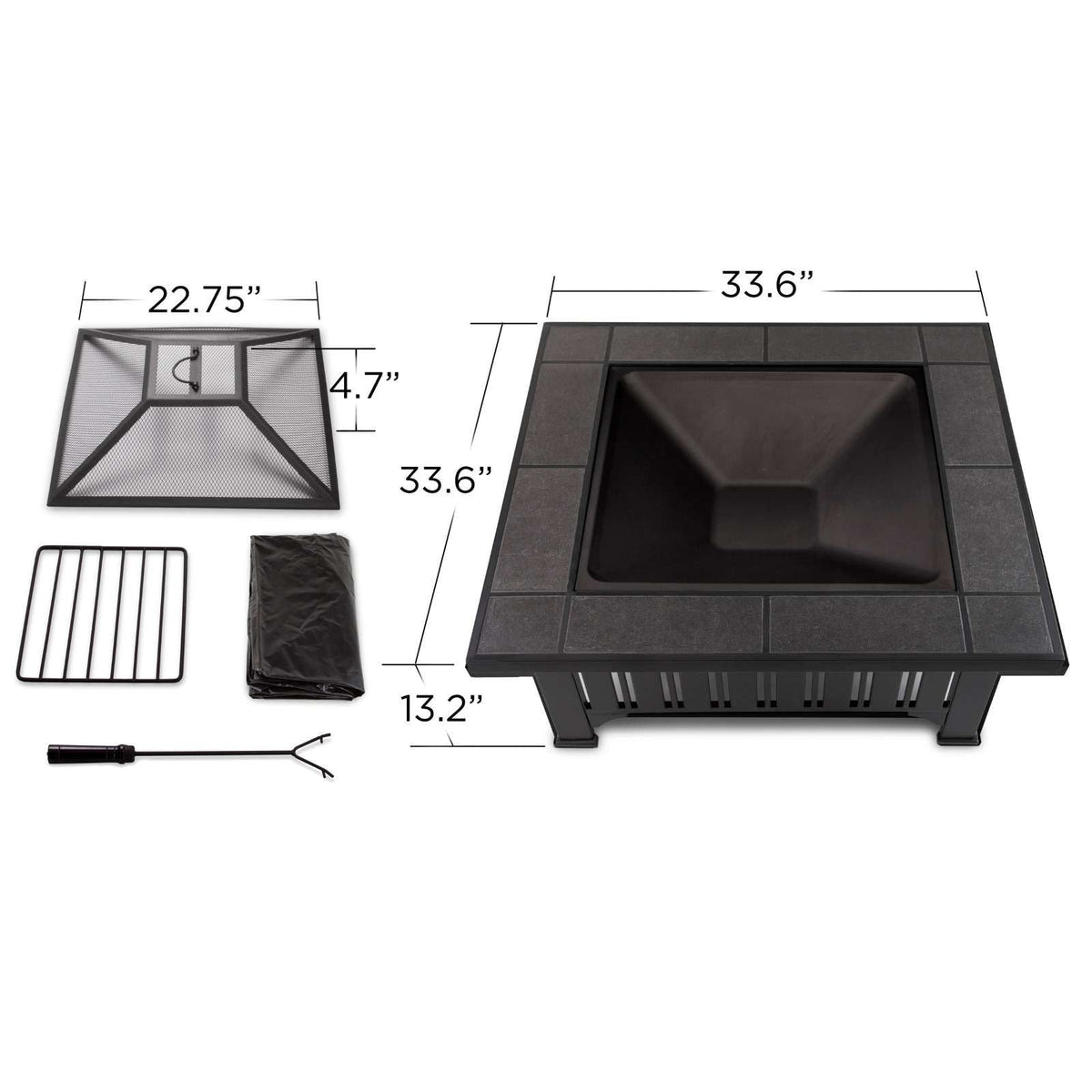Square Wood Burning Fire Pit in Black, 34-in V2R3 - product image 5