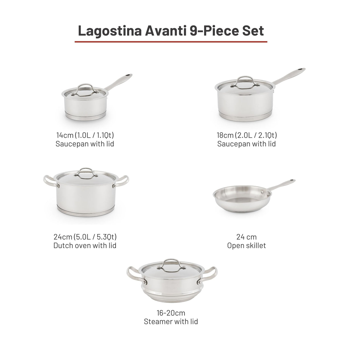 Avanti Stainless Steel Cookware Set, 9-pc Q0G5 - product image 3