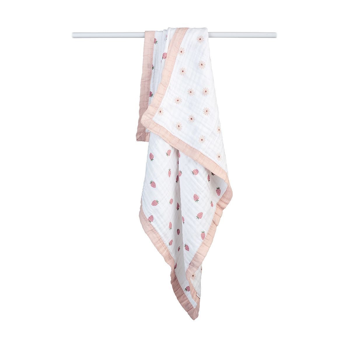 3-Ply Daisies & Strawberry Reversible Muslin Blanket W8Y5 - product image 1