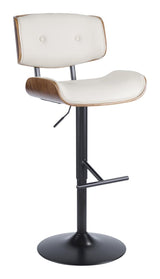 Lombardi PU Leather Swivel Counter/Bar Stool Adjustable Height, Walnut/Cream O7I0 - product image 1