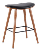 Saddle Wood & PU Leather Seat Counter/Bar Stools (2-Piece Set), Walnut/Black D2T5 - product image 3