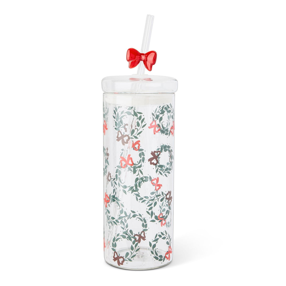 22-oz Printed Glass Tumbler with Bow Charm Straw T5O7 - product image 1