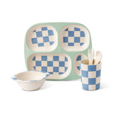 Kids' Bamboo Fiber Dinnerware Set, Blue Check, 5-pc Q4C0 - product image 1