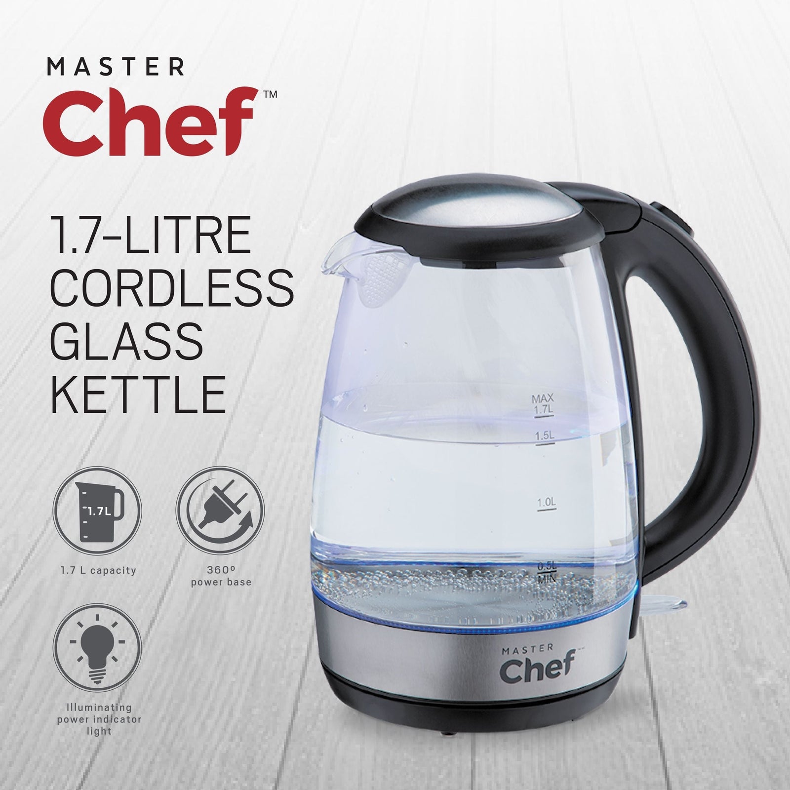 Cordless Electric Kettle with Blue Light, Glass, 1.7L R5G8 - product image 4