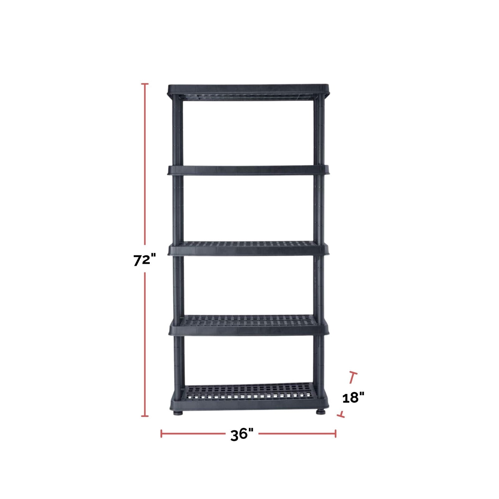 Adjustable 5-Shelf Resin/Plastic Storage Rack/Shelving Unit, 36 x 18 x 72-in L1F7 - product image 8