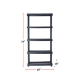 Adjustable 5-Shelf Resin/Plastic Storage Rack/Shelving Unit, 36 x 18 x 72-in B0B5 - product image 8