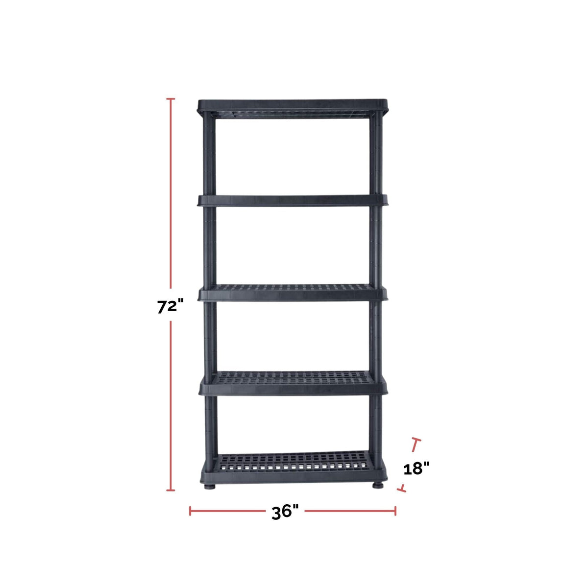 Adjustable 5-Shelf Resin/Plastic Storage Rack/Shelving Unit, 36 x 18 x 72-in B0B5 - product image 8
