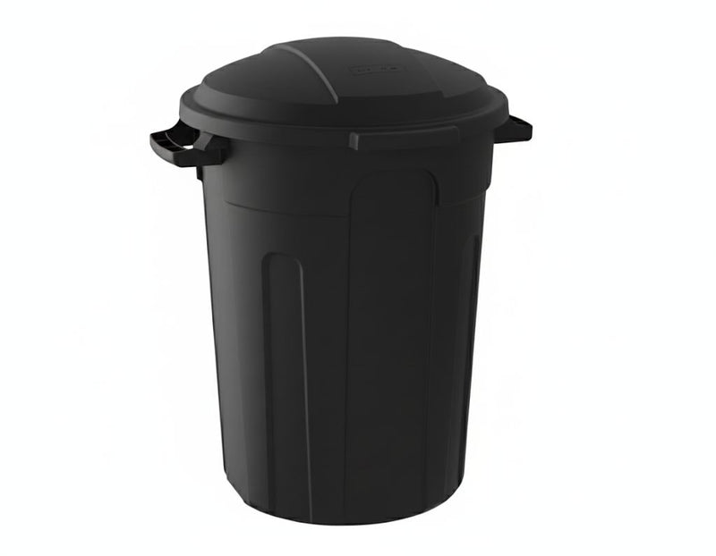 Resin Circular Outdoor Garbage Can with Lid, Black, 121-L V4M2
