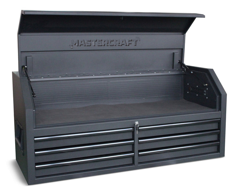 Tool Chest with 6 Drawers, Power Bar with USB, Black, 52-in Q2P0