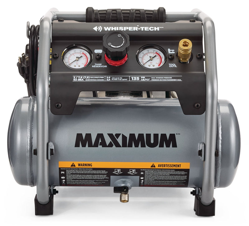 2-Gallon Quiet Air Compressor, 135 PSI, 1 HP D7U4