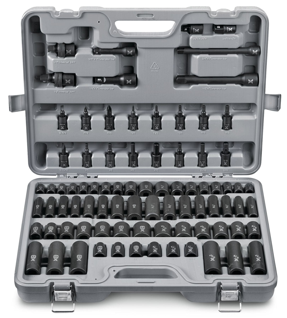 3/8-in & 1/2-in Drive Professional Grade Impact Socket Set, 83-pc, CRMO Y0S0 - product image 1