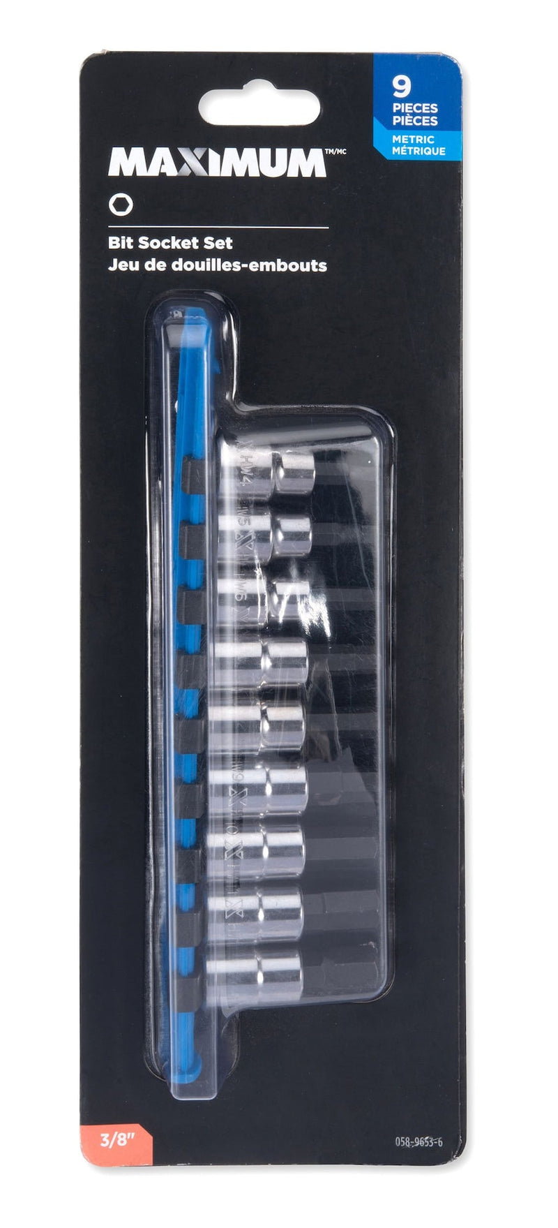 3/8-in Drive Hex Bit Socket Set, Chrome-Plated, 9-pc, Metric M3X0