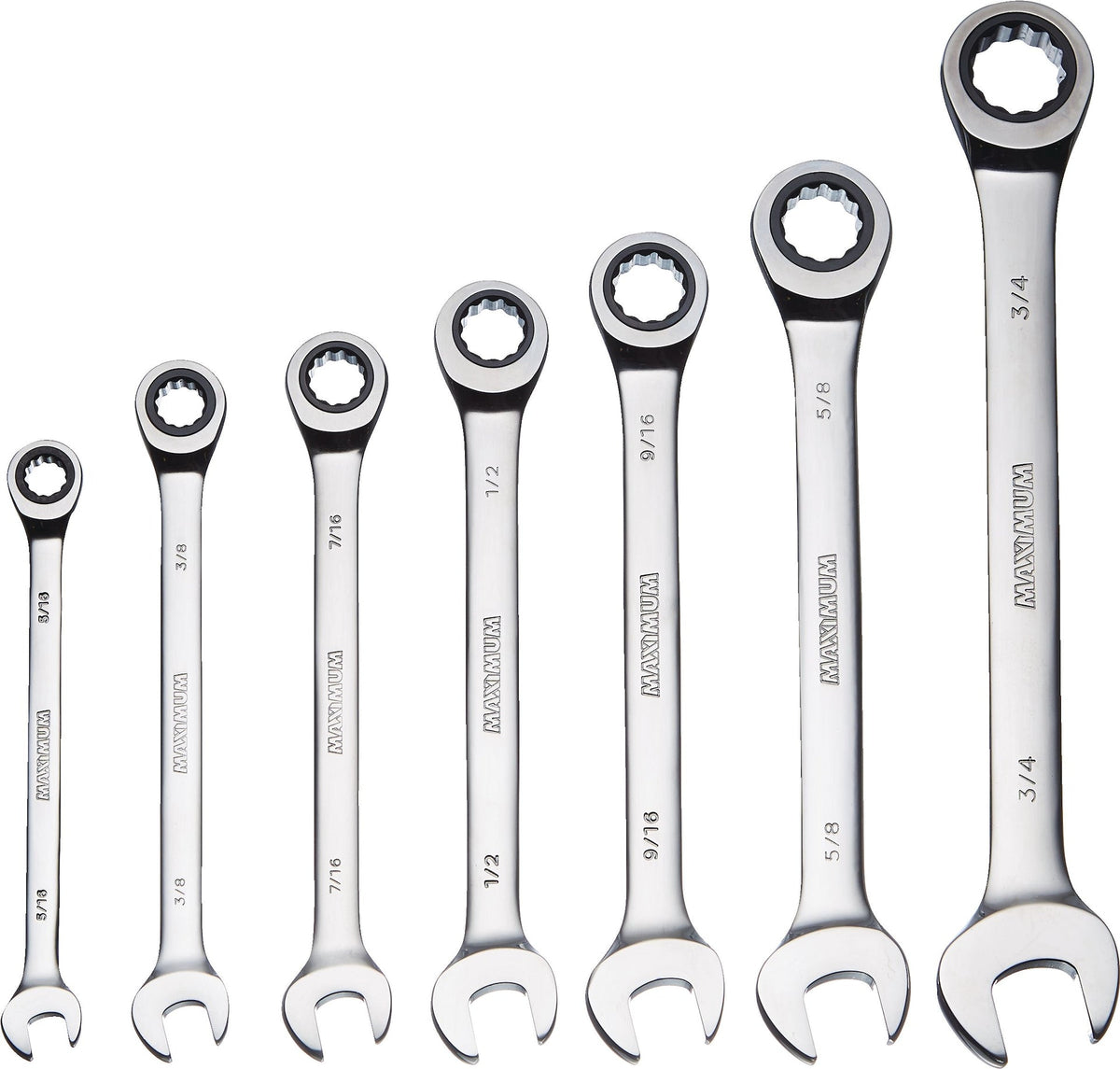 Ratcheting Wrench Set, SAE, Nickel-Chrome Plating, 7-pc N5J9 - product image 2