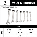 Ratcheting Wrench Set, SAE, Nickel-Chrome Plating, 7-pc N1F6 - product image 8