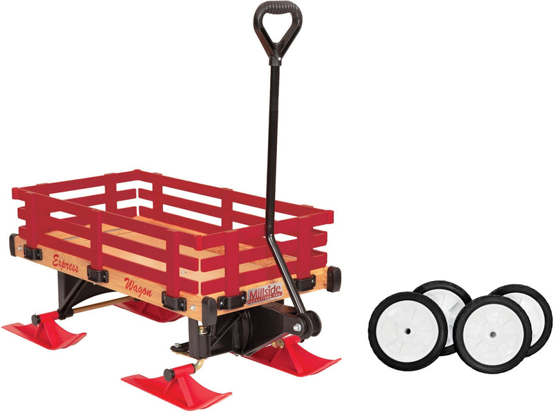 Industries Express Kids' Convertible Wooden Wagon Sleigh/Sled For All Seasons, Ages 3+ I0O5