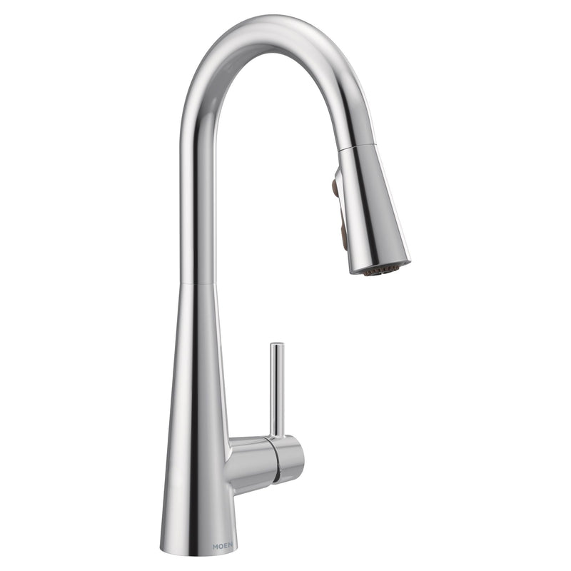 Sleek Single Handle High Arc Pull Down Sprayer Kitchen Faucet with Power Boost, Chrome T7O3