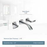 Voss Two-Handle Wall Mount Bathroom Faucet Trim Kit (Valve Required), Chrome V0K0 - product image 2