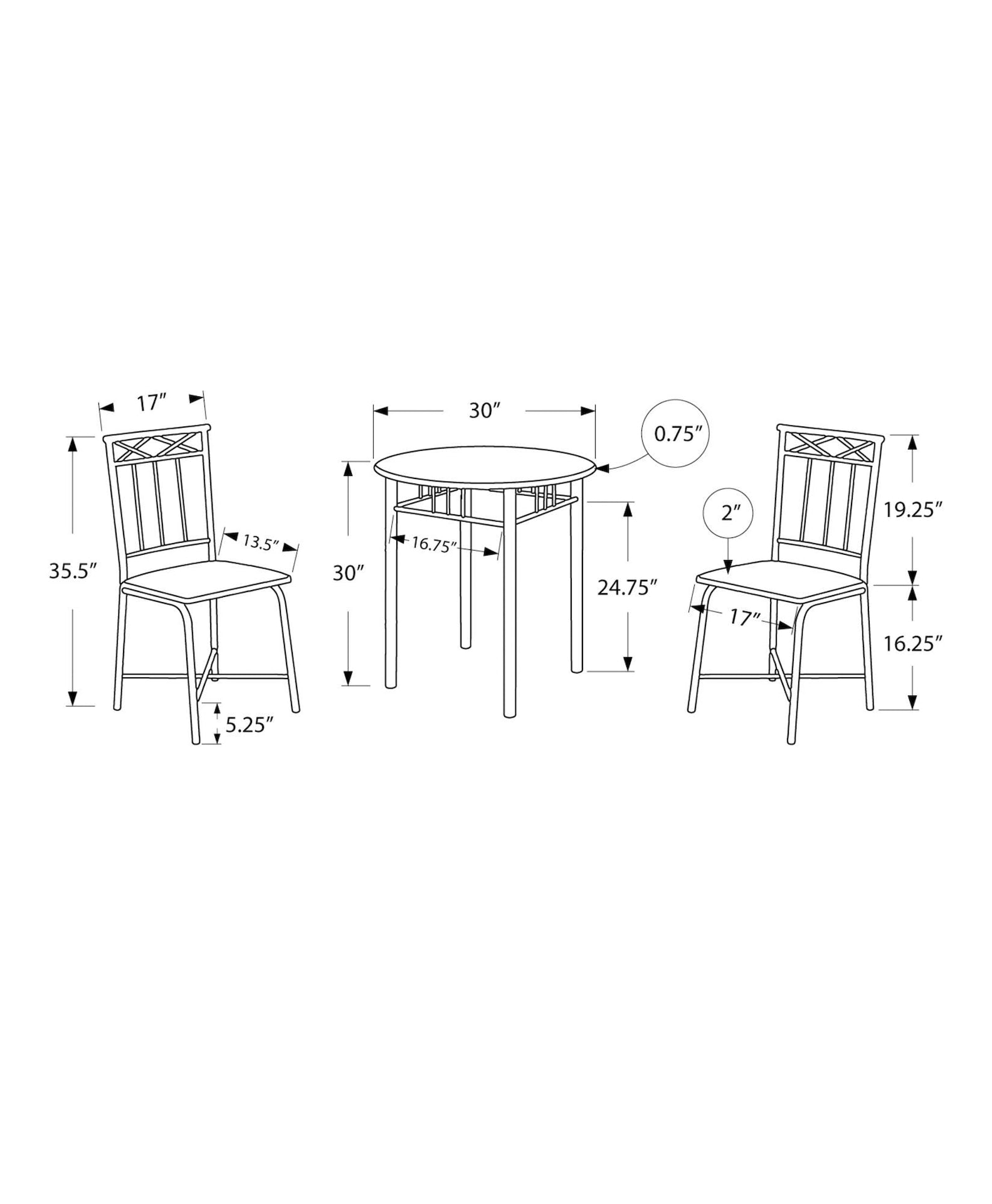 Transitional Dining Set, Grey, 3-pcs G1N7 - product image 2